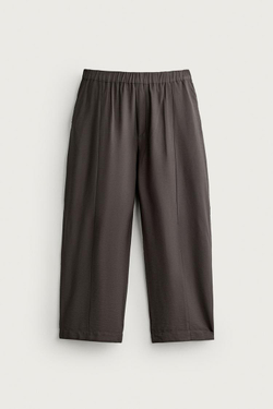 ZARA БРЮКИ-БАЛОНЫ ИЗ СТРУЯЩЕЙСЯ ТКАНИ, СЕРЫЙ