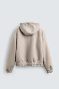 ZARA ТОЛСТОВКА ИЗ НЕОПРЕНА С КАПЮШОНОМ И МОЛНИЕЙ, КАМЕННО-СЕРЫЙ