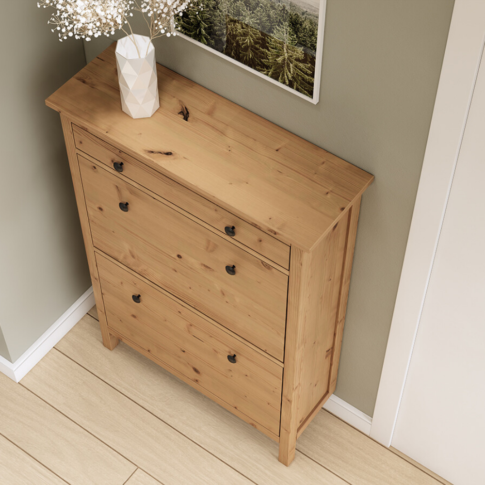 Обувница 3 ящика КЫМОР (HEMNES), 89х31х128 см, светло-коричневый