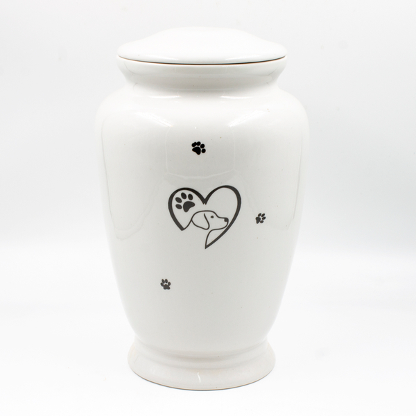 Урна для праха животных фарфор "Амфора" белая