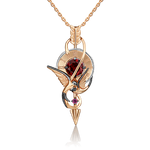 Подвеска «Обгоняя время» (пожелание удачи) из комбинированного золота c гранатами Артикул: 03-3224-00-204-1111-75