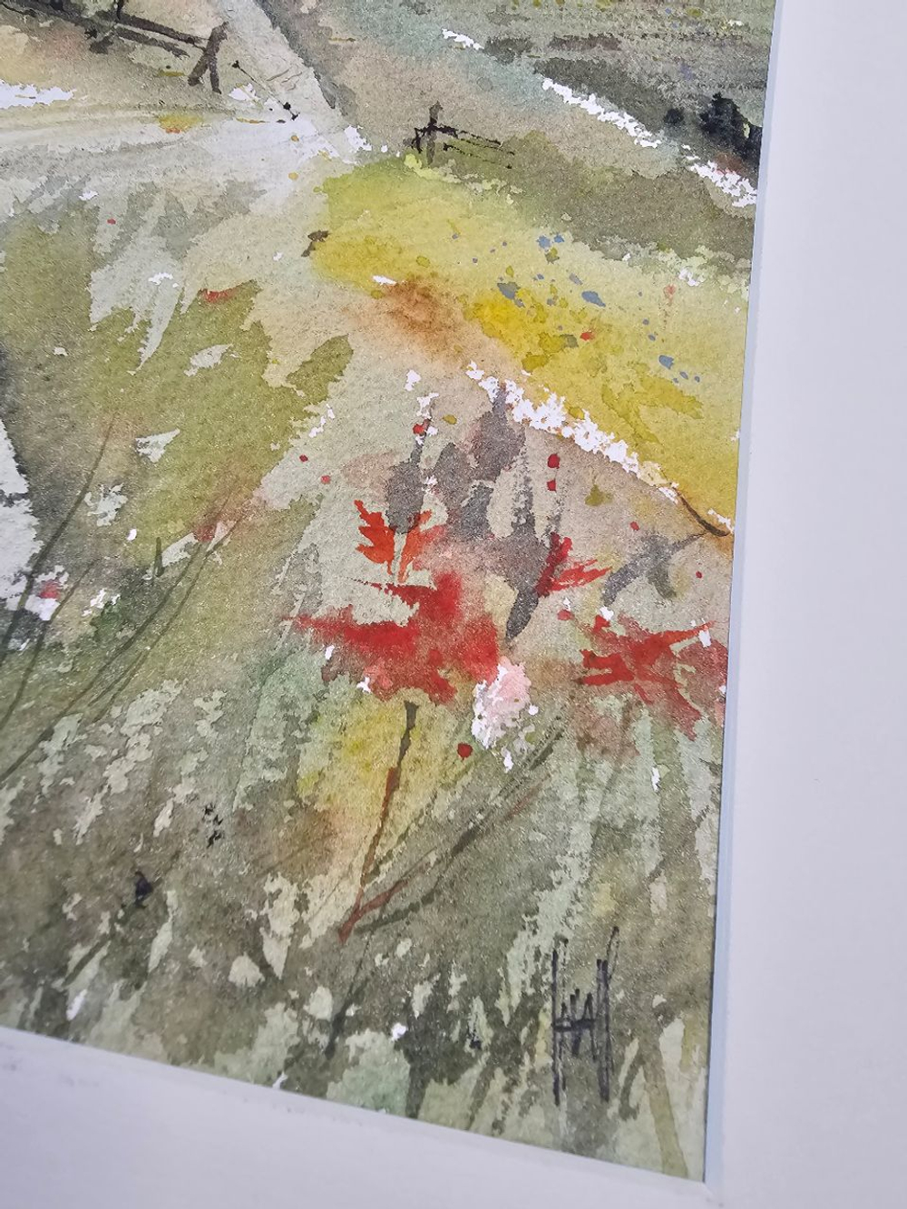 Картина авторская акварельная в паспарту 30х40 см на стену для интерьера "Просторы"