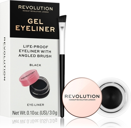 Makeup Revolution Gel Eyeliner Pot - Гелевая подводка для глаз с кисточкой, 3 g