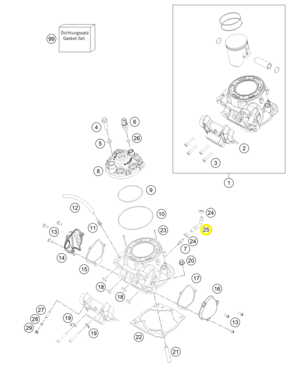 Шланг цилиндра KTM, HQV, GASGAS 3,2x9.0 L=75mm