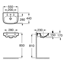 Раковина Roca Debba 55x44 32799500Y схема