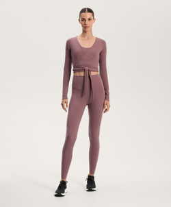 Oysho Топ с запахом из смесового хлопка в рубчик, розовый/лиловый