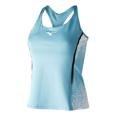 Женская теннисная майка Mizuno Printed Tank Top Women - Turquoise, White