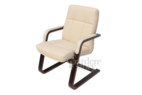 Кресло  Мичиган арт.GT3301-МТ002 с подлокотниками (2 уп.каркас вишня 1 уп., сиденье беж эко кожа 1 уп.)