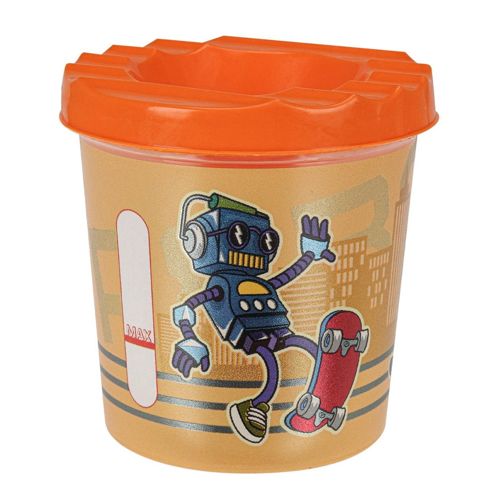 Стакан-непроливайка одинарный Проф-Пресс, 250 мл., непрозрачный, печать хол. фольга, "Робот на скейте"