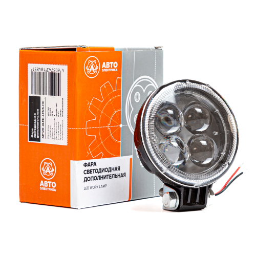 Фара светодиодная дополнительная, круглая 85*95*50, направленный свет, 4 диода, линзованная, крепление по центру, 12 Вт, 10-30 В