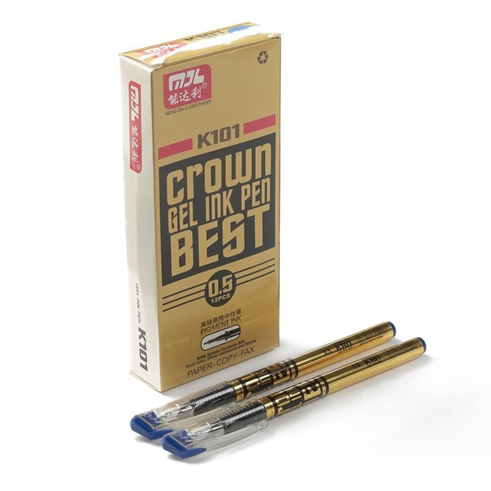 Ручка гелевая, Nengdali, синие чернила, серия "Crown..best", пластиковый корпус с рисунком, 12 шт