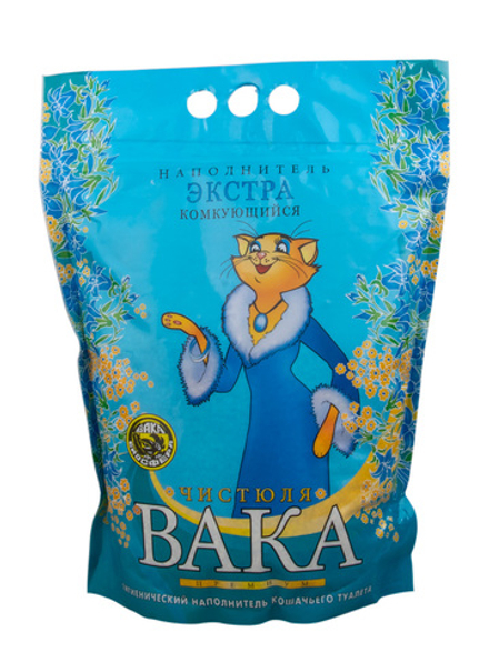 Наполнитель "Чистюля ВАКА" ПРЕМИУМ Экстра комкующийся 4л