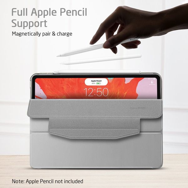 Ударопрочный магнитный чехол ESR Rebound Pencil Case для iPad Pro 12.9 2020 (серебристый)