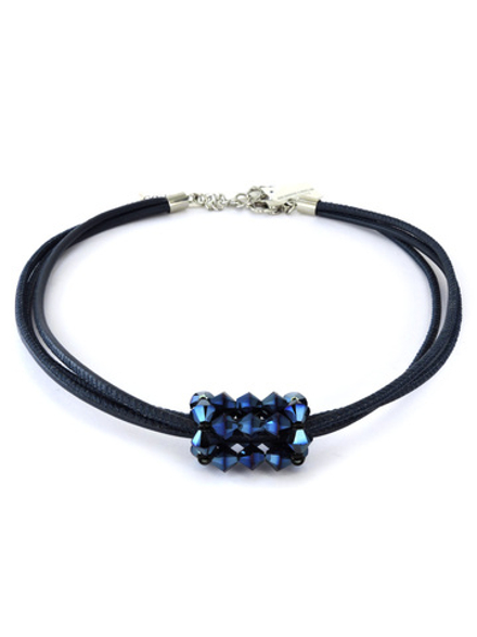 Coeur de Lion Колье из кожи с кристаллами 4719 Blue