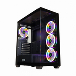 Корпус BaseTech eXtreme GFX-05, Без БП, EATX, чёрный, 4xRGB FAN, 2xUSB2, 1xUSB3, бок: закалённое стекло (BT-GFX-05-TG-4F-RGB)