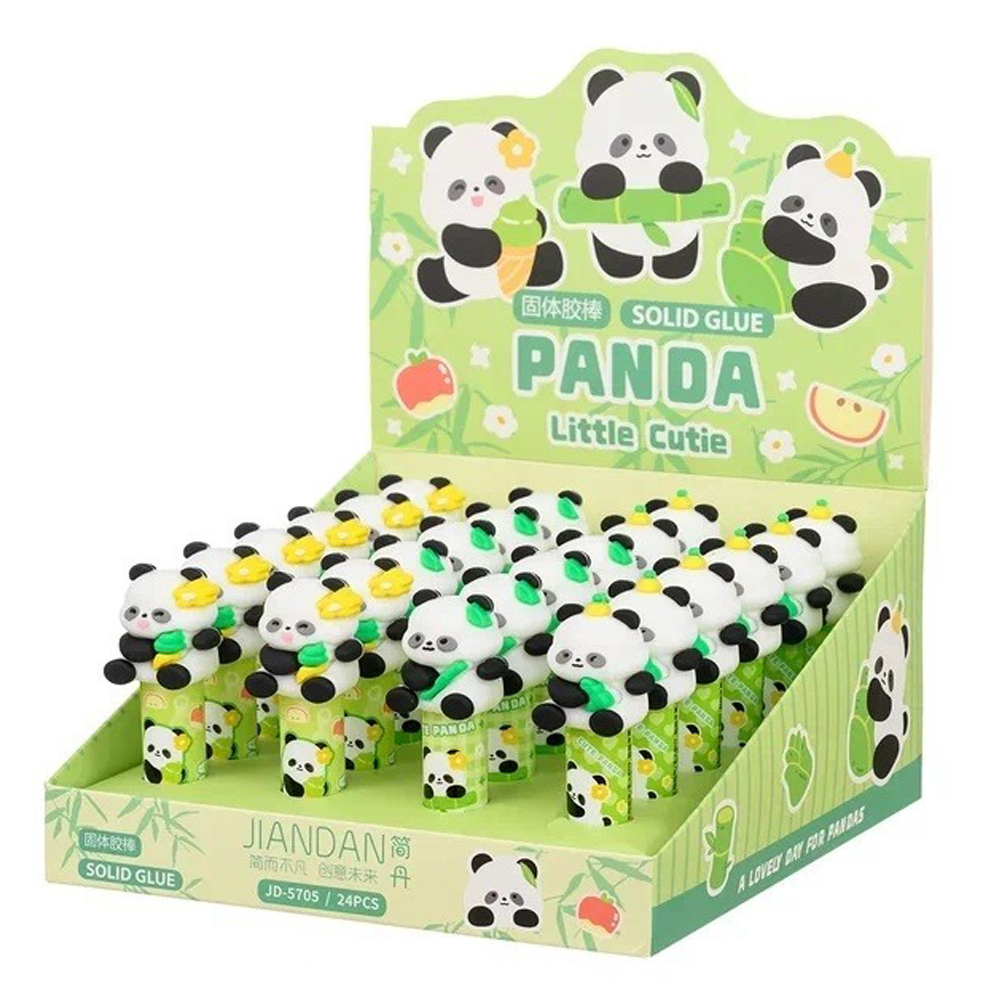 Клей-карандаш Basir белый, серия "Панда", с фигуркой на крышке, 9 грамм, 24 шт