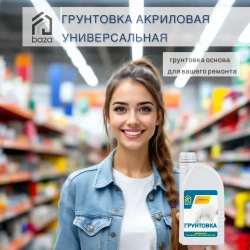 Грунтовка для стен и потолков, под обои штукатурку покраску, акриловая универсальная 1 л, глубокого проникновения, противоплесневая, противогрибковая,