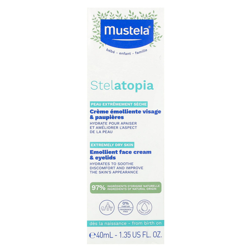 Mustela, Baby, смягчающий крем для лица Stelatopia, 40 мл (1,35 жидк. унц.)