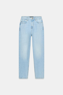 ZARA ДЖИНСЫ Z1975 MOM FIT С ВЫСОКОЙ ПОСАДКОЙ, ГОЛУБОЙ