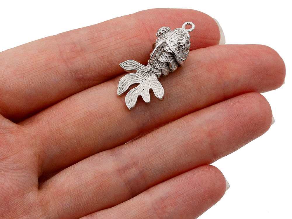 57147-р Подвеска "Денежная рыбка" 29мм, родий