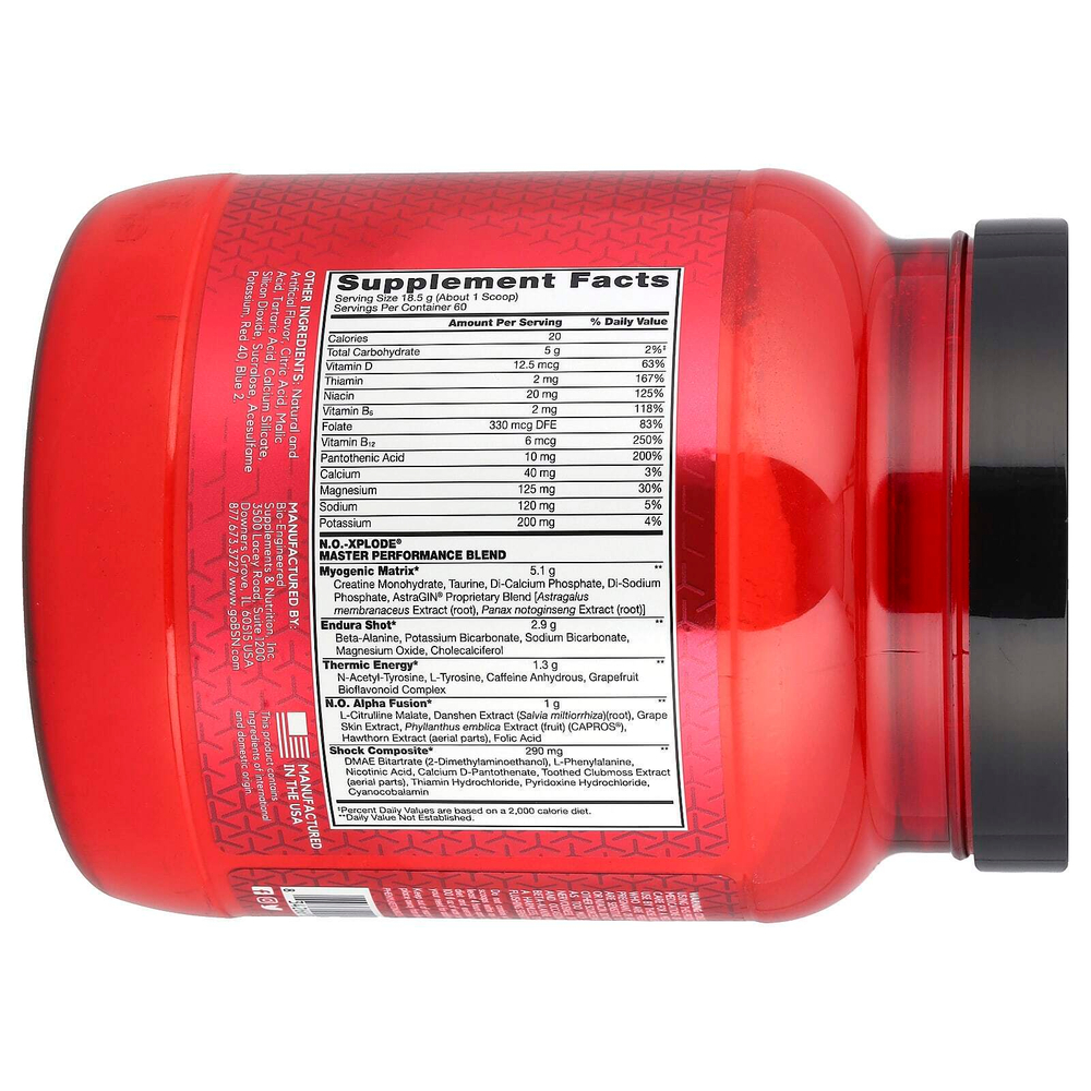 BSN, N.O.-Xplode, Legendary Pre-Workout, со вкусом винограда, 1,11 кг (2,45 фунта)