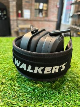 Наушники активные Walker`s Razor Slim Electronic Muffs, NRR 23dB,оголовье экокожа+ткань, поролон, чёрные