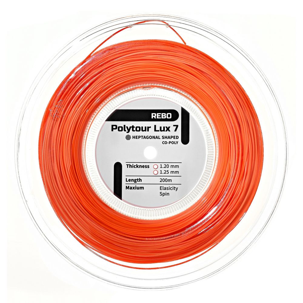 Струны для тенниса REBO POLYTOUR LUX 7 ORANGE В нарезке (1 натяжка) 11 м