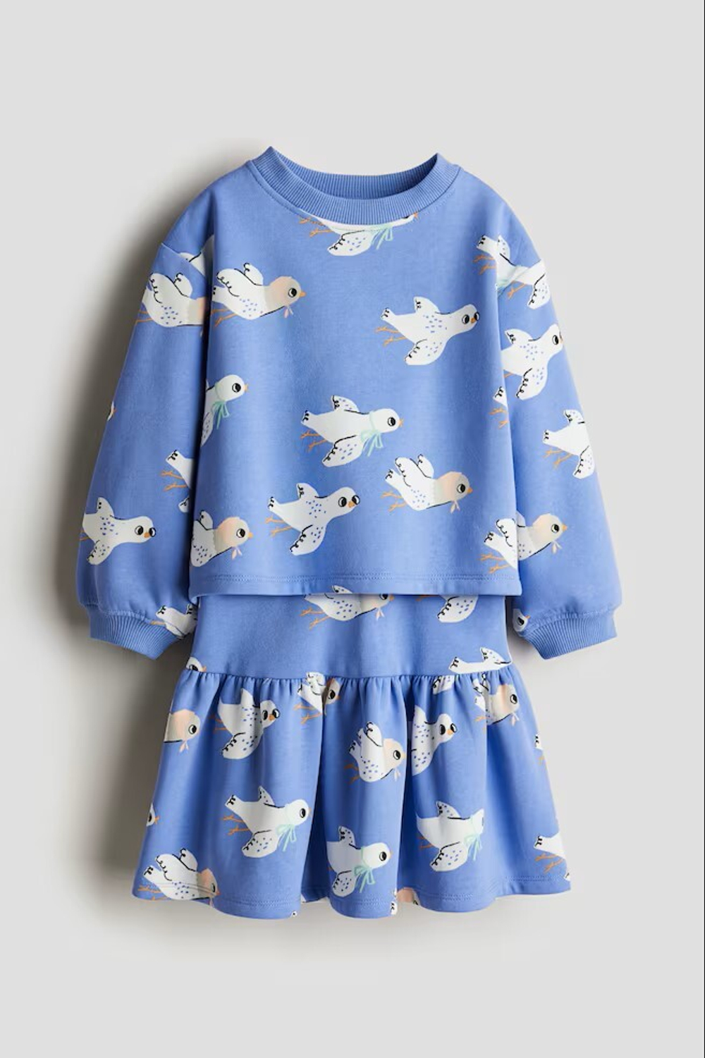 H&M Комплект из юбки и толстовки с принтом, синий