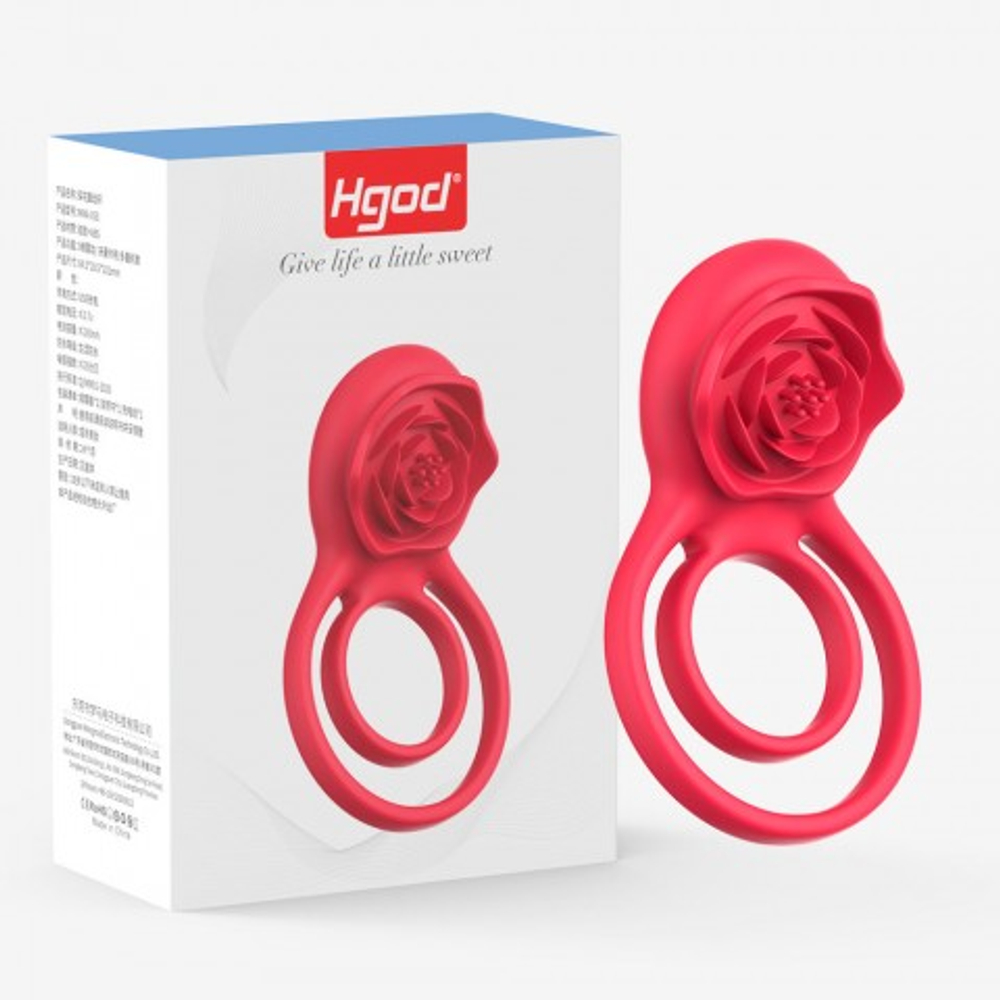 Двойное эрекционное кольцо с вибрацией и стимулятором клитора Rose
