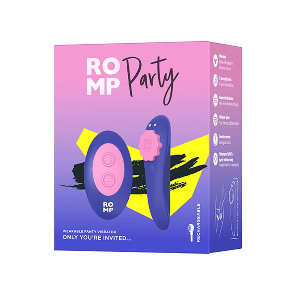 Клиторальный вибратор 8,7см в трусики с пультом ДУ Romp Party Wearable Panty Vibrator RPTY1SG4