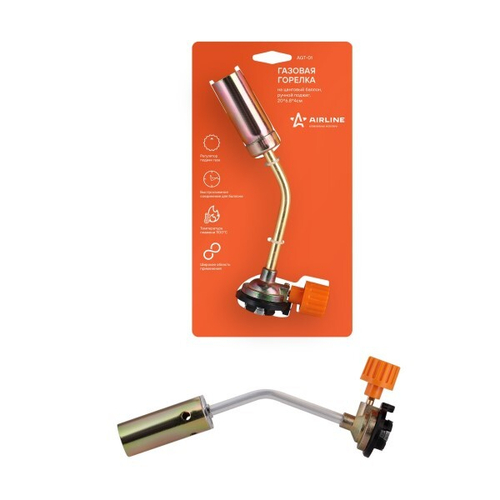 Горелка газовая на цанговый баллон, ручной поджиг, 20*6,8*4 см (AIRLINE)