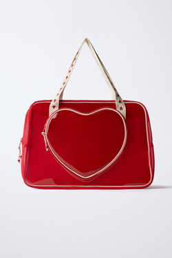 ZARA ВИНИЛОВАЯ СУМКА-ШОПЕР, КРАСНЫЙ