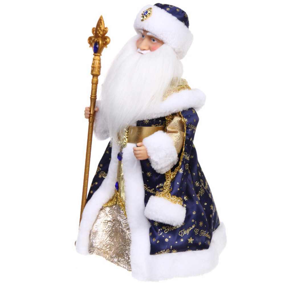 Дед Мороз музыкальный «Зимнее представление» 40 см в синей шубке