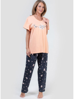 Оригинальный женский домашний комплект с брюками (Размер: XXXL) (Цвет: синий с оранжевым)