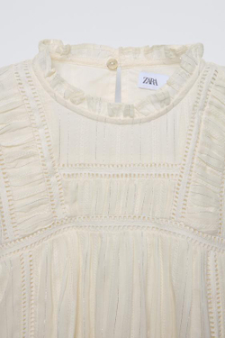 ZARA БЛЕСТЯЩАЯ БЛУЗА В РОМАНТИЧЕСКОМ СТИЛЕ, ЭКРЮ