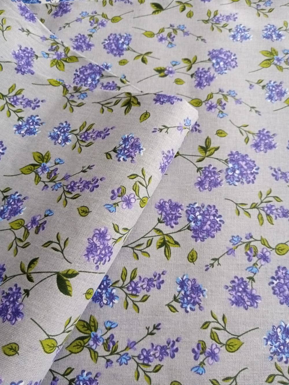 Ткань бязь плательная, рис. "Сирень", ширина 150 см, арт. 772