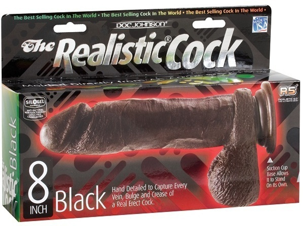 Чернокожий фаллоимитатор с мошонкой и присоской