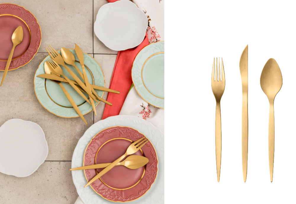 Набор столовых приборов на 6 персон 24 прибора Herdmar Tiffany Gold