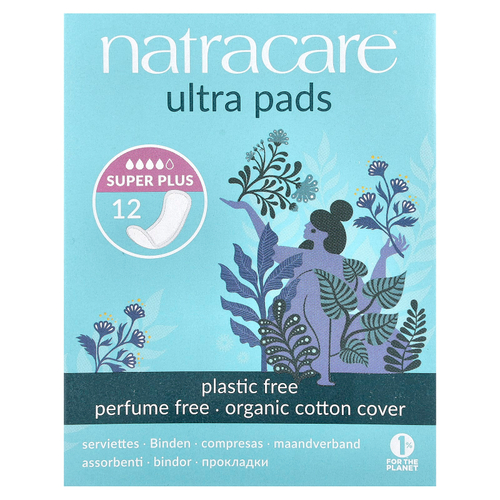 Natracare, Ultra, прокладки с поверхностью из органического хлопка, Super Plus, 12 штук