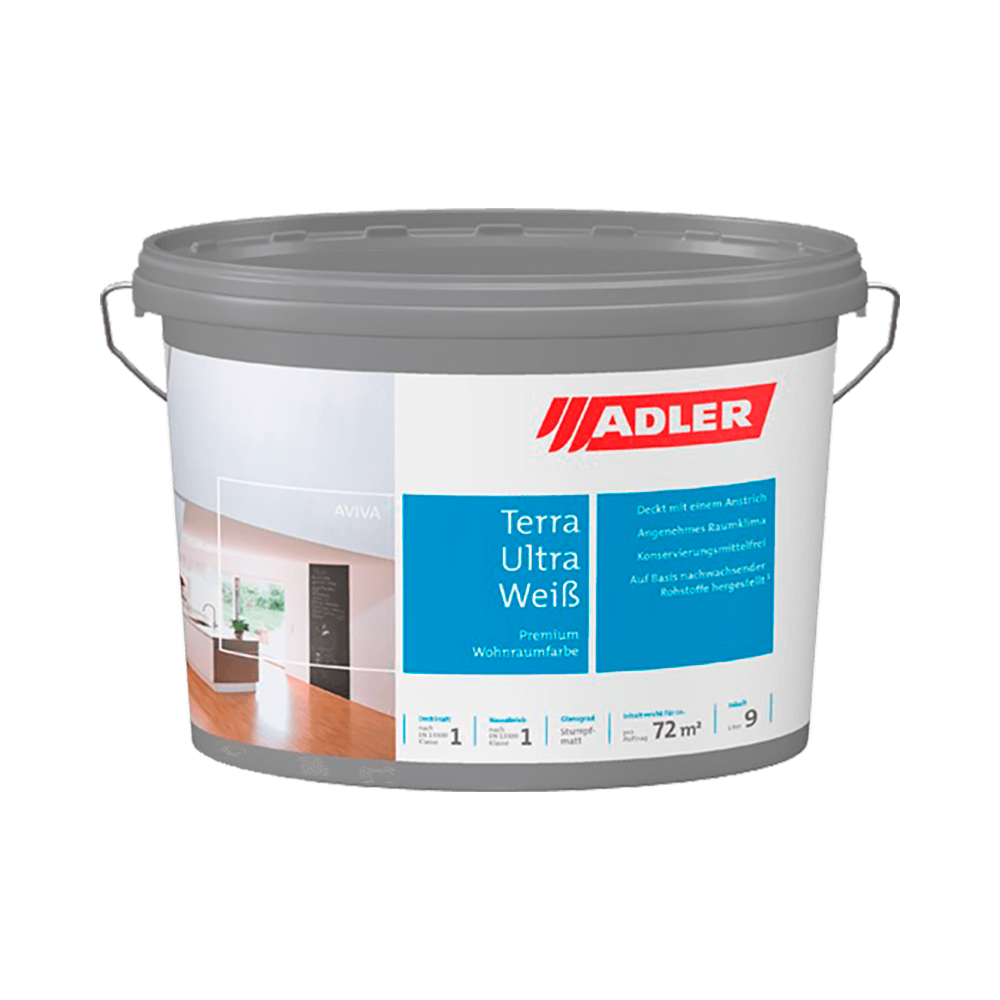 1. Aviva Terra Ultra-Weiß - моющаяся краска для стен и потолка | Adler (Германия)