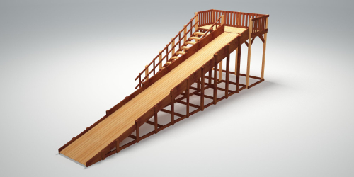 Зимняя деревянная игровая горка TORUDA Север - 8 (скат 9 м)