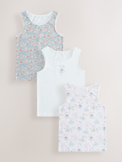 Майка для девочки Next AE6-192, 3 шт., Белый, Голубой