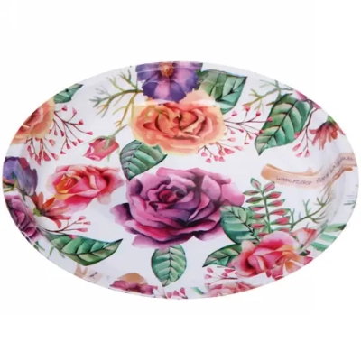 Поднос пластиковый «Розы» 25см