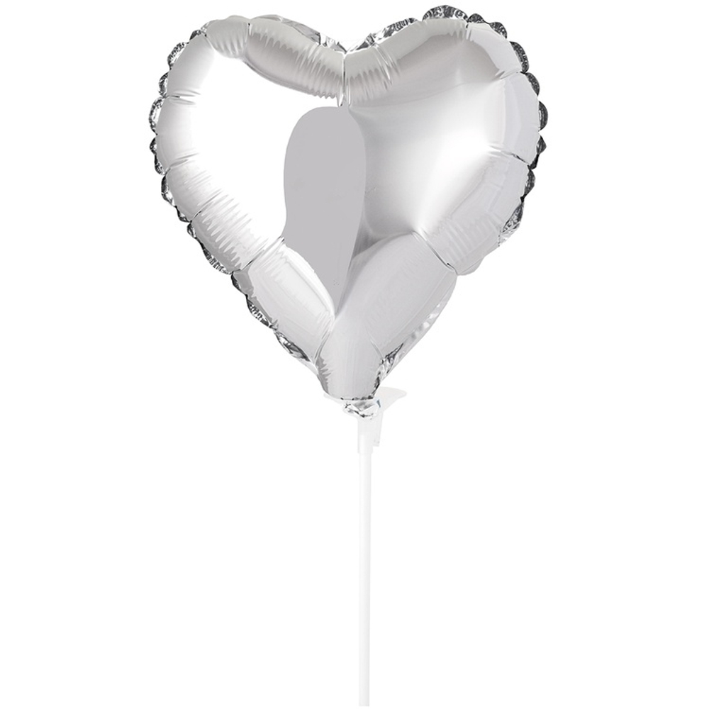 Шар фольгированный Сердце 23 см (Серебряный)