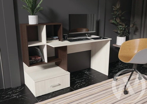 Стол компьютерный №8(УПКФ) (Сандал светлый/Дуб венге ФВ)