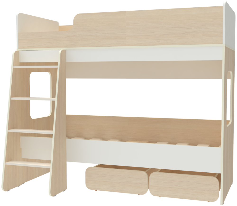 Двухъярусная кровать КарИВи Л-38  Дуб Молочный Белый