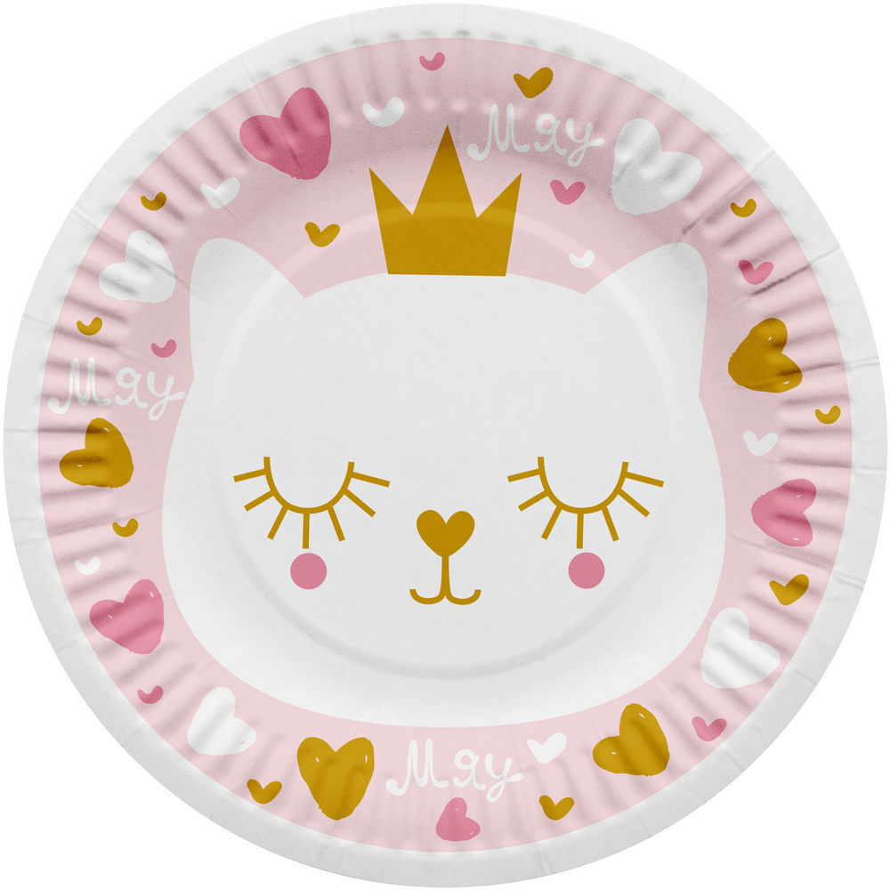 Тарелки бумажные «Котенок принцесса» 18 см, 6 шт