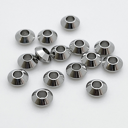 Бусина, сталь, размер 6*3 мм, цена за 10 шт