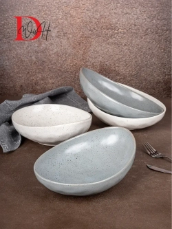 Набор посуды 4 тарелки глубокие мятый фарфор 740 мл