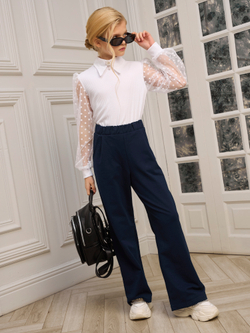 Блузка школьная для девочки с длинным рукавом белая